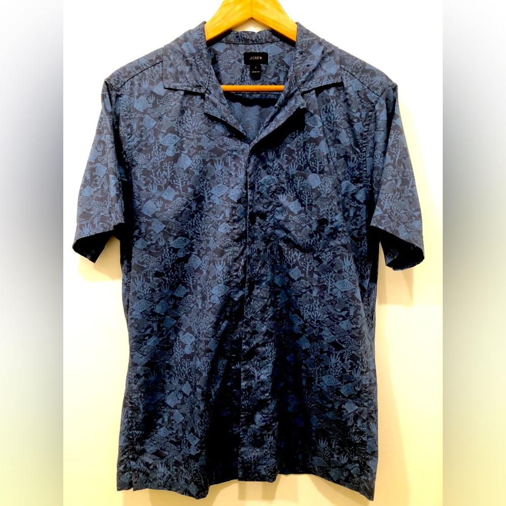 J. Crew Hawaiian Shirt with Fish Motif
